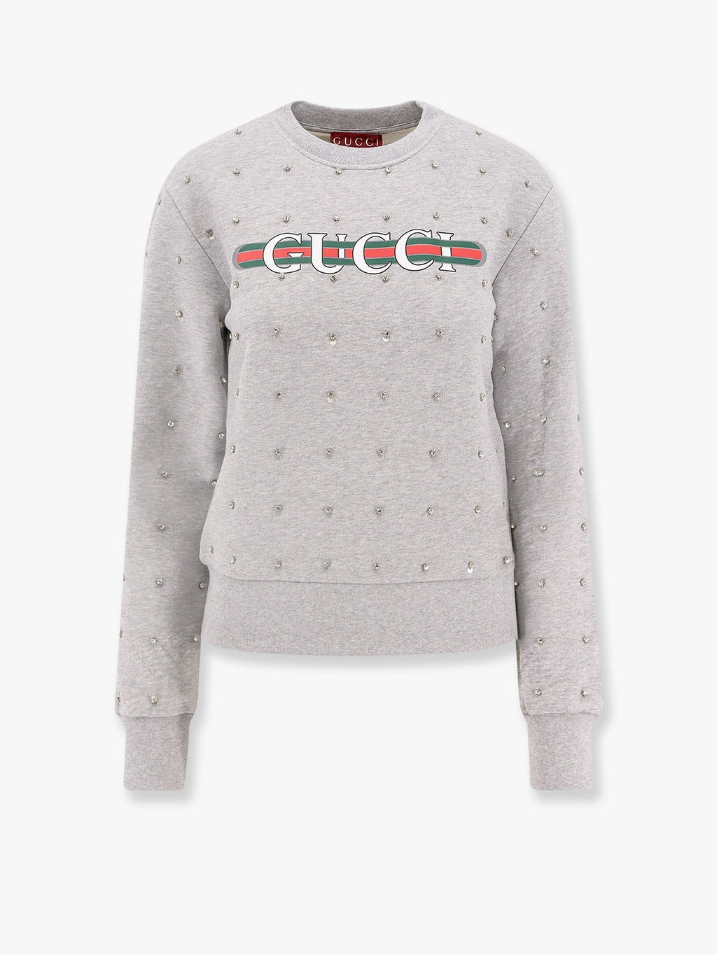 Gucci Baumwoll-Sweatshirt mit Allover-Strasssteinen