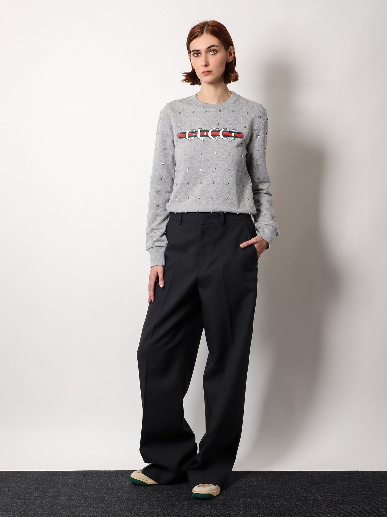 Gucci Cotton sweatshirt with all-over rhinestones
