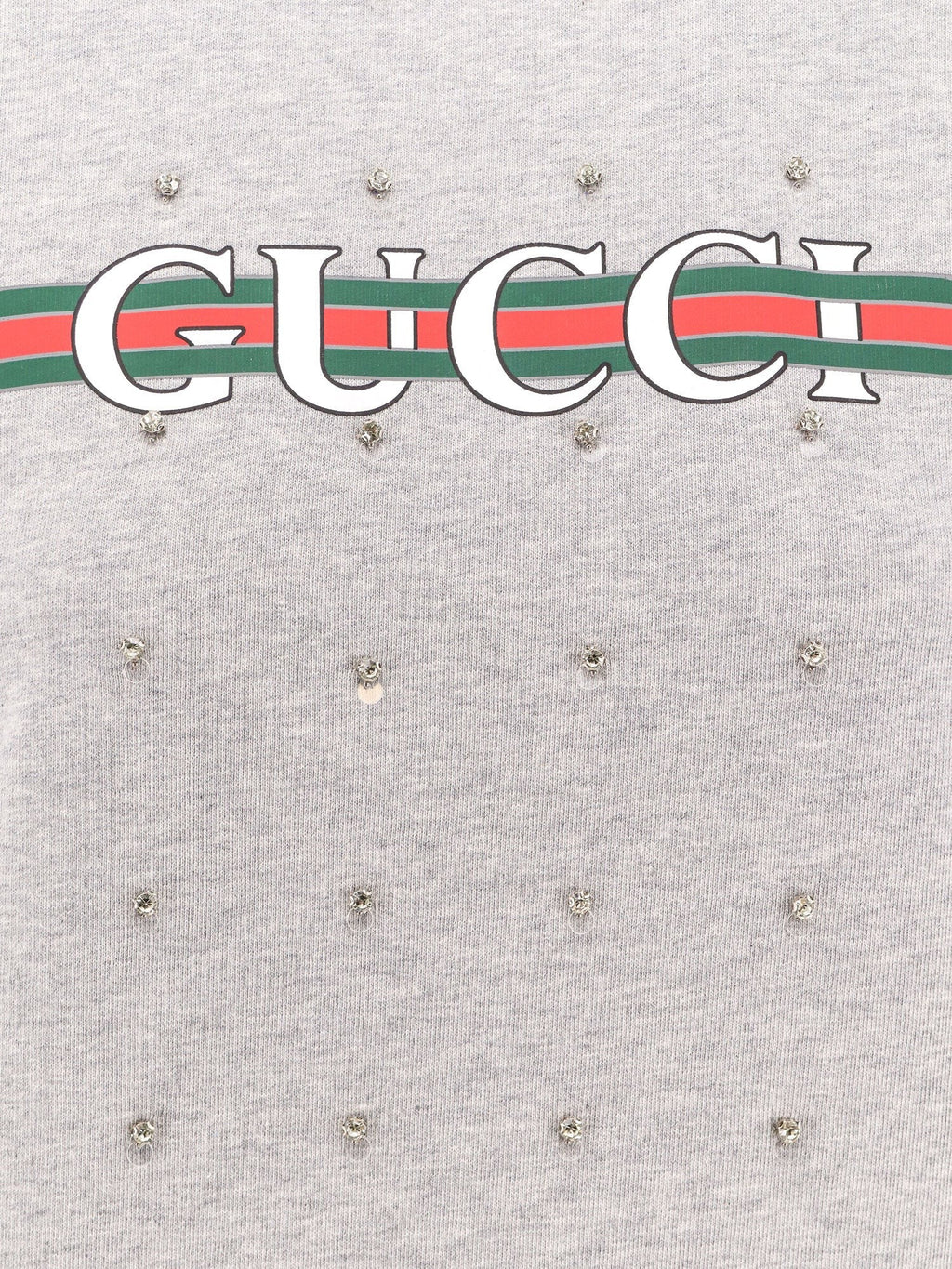 Gucci Baumwoll-Sweatshirt mit Allover-Strasssteinen