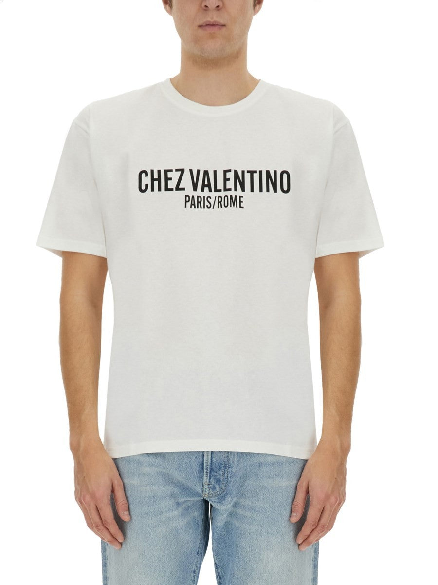 Valentino T-SHIRT EN COTON AVEC IMPRIMÉ "CHEZ VALENTINO"
