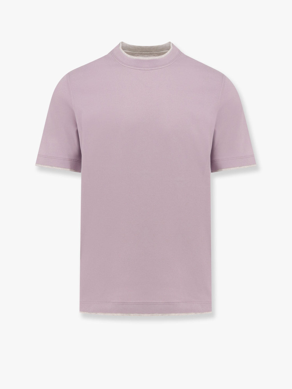 Brunello Cucinelli T-shirt de algodão com perfis contrastantes