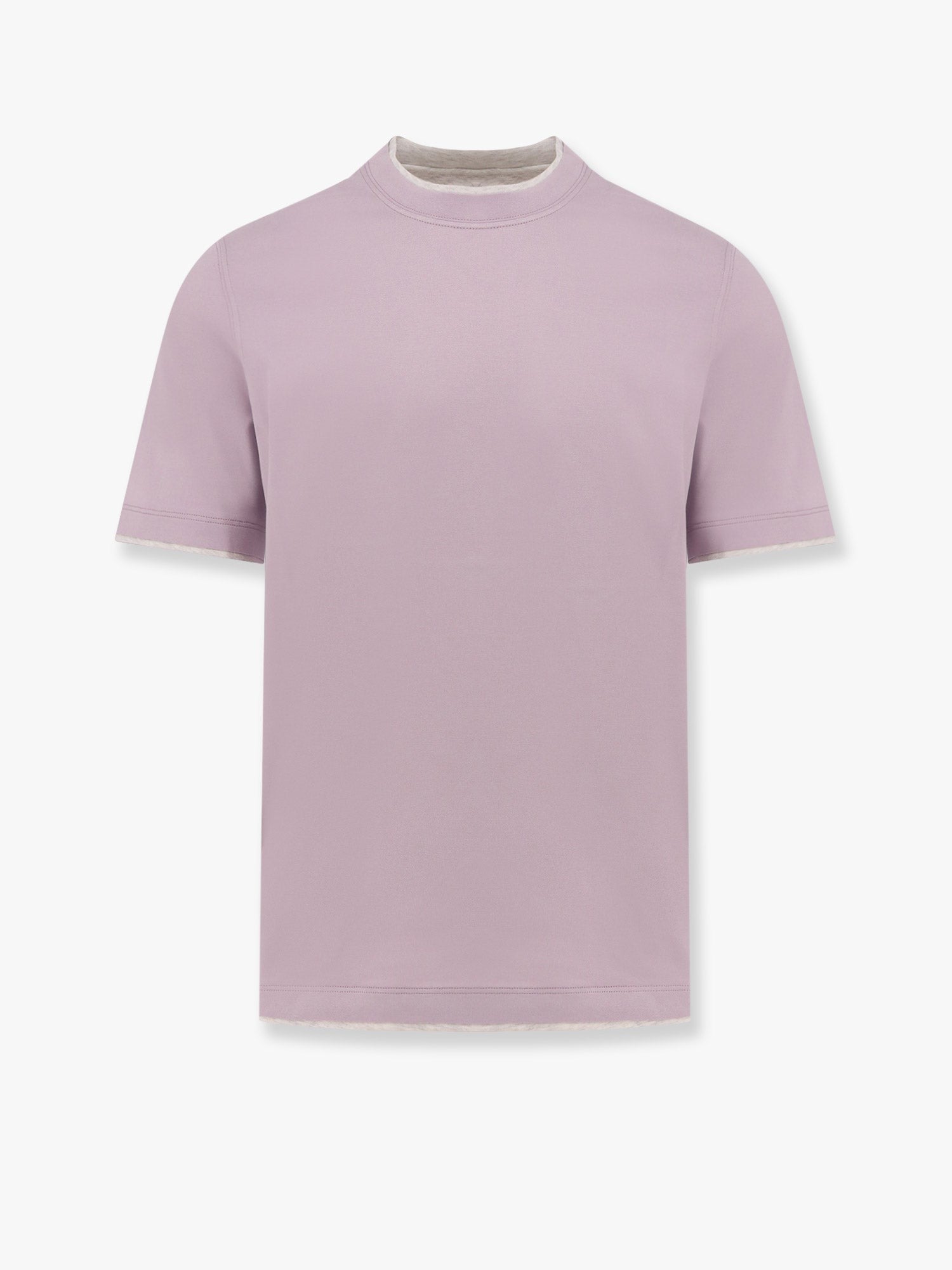 Brunello Cucinelli Baumwoll-T-Shirt mit Kontrastprofilen