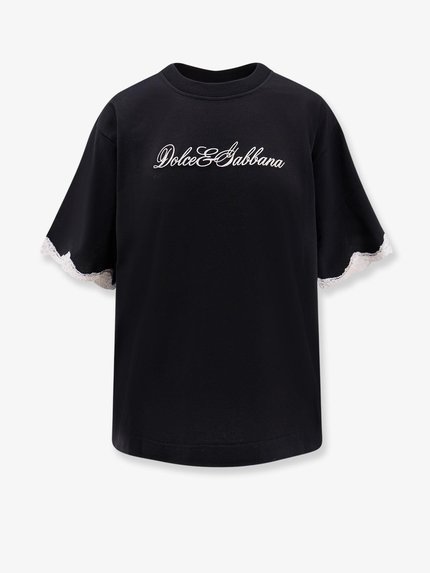 Dolce & Gabbana Pamut póló csipkés részletekkel
