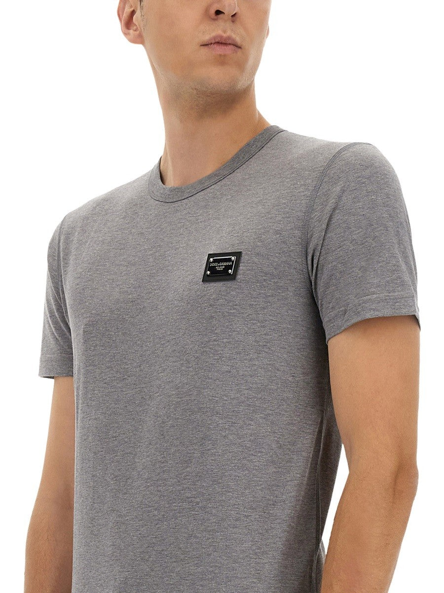 Dolce & Gabbana ロゴプラーク付きコットンTシャツ