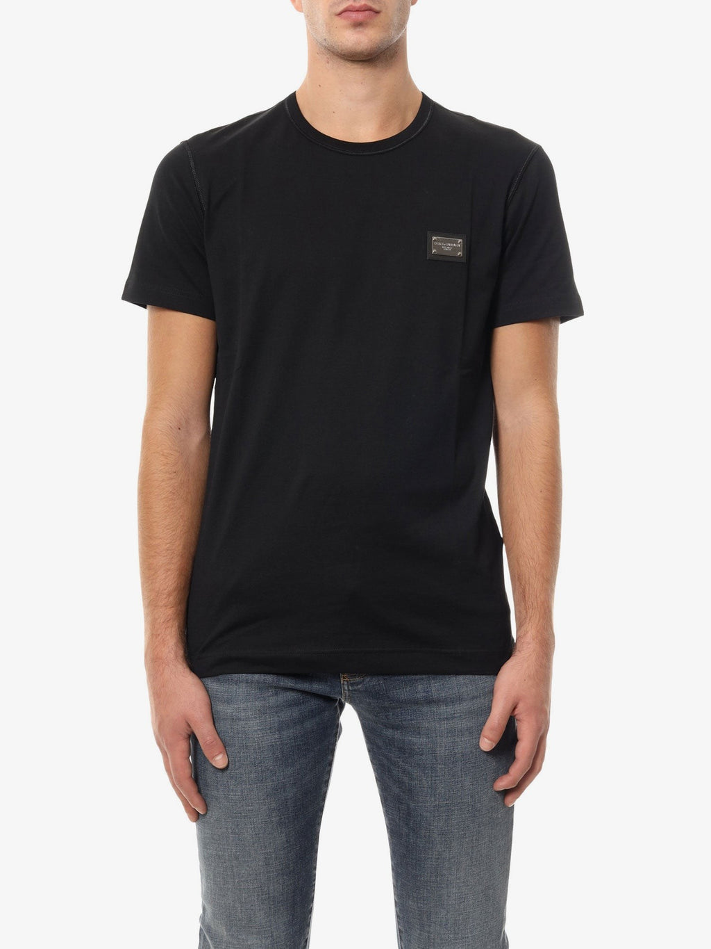 Dolce & Gabbana Cotton t-shirt with metal logo patch