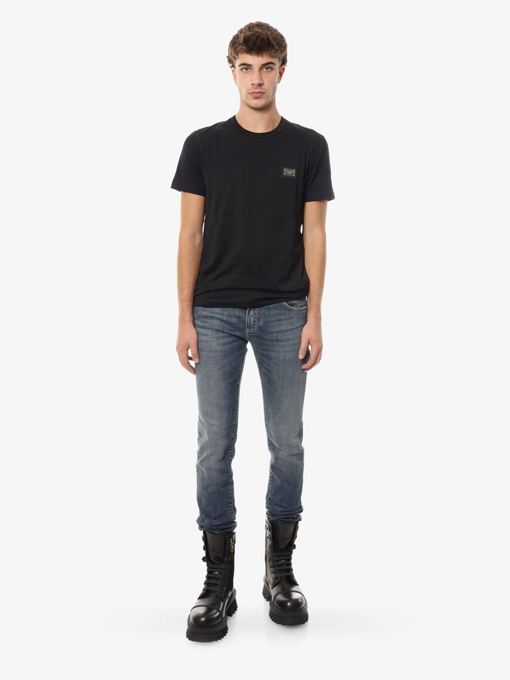 Dolce & Gabbana Cotton t-shirt with metal logo patch