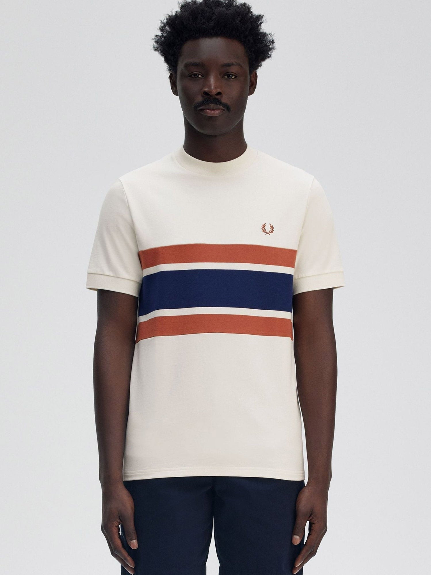 Fred Perry Cotton T-shirt with striped motif