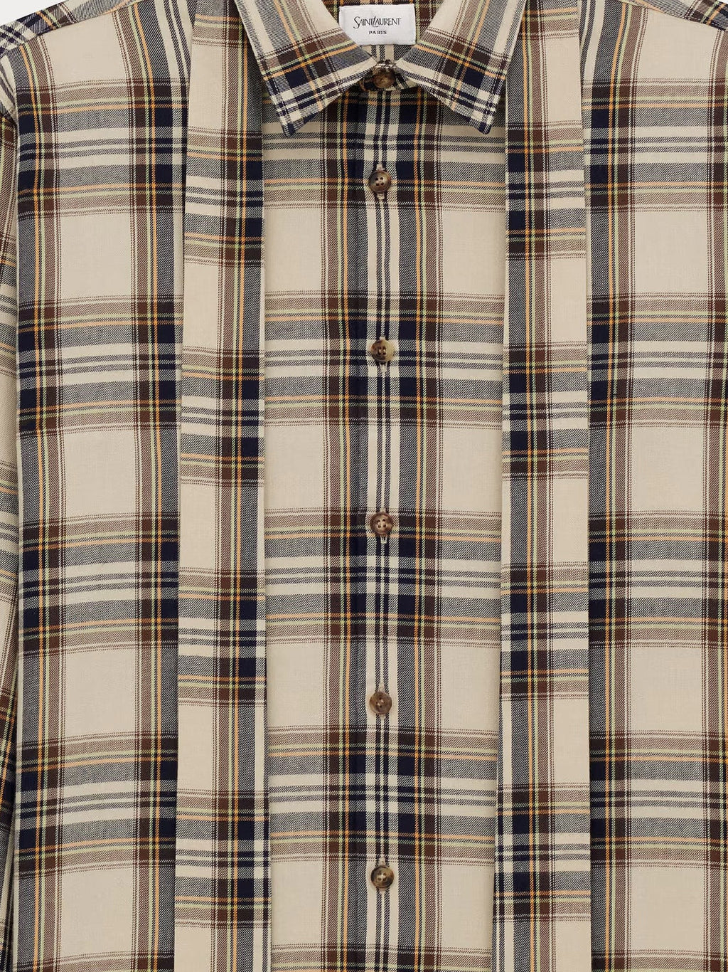 Saint Laurent Cotton tartan lavallière shirt