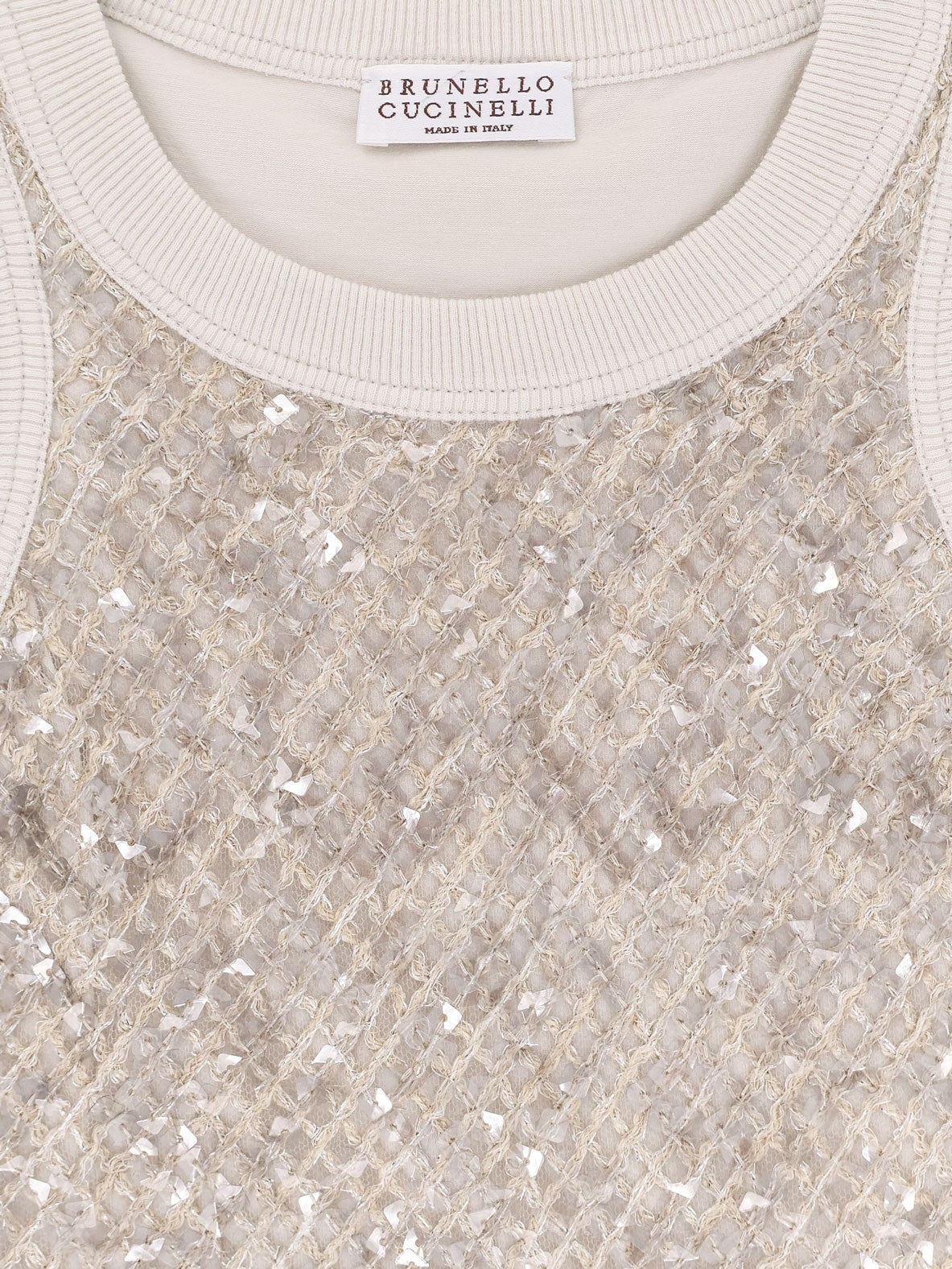 Brunello Cucinelli Baumwoll-Top mit Pailletten