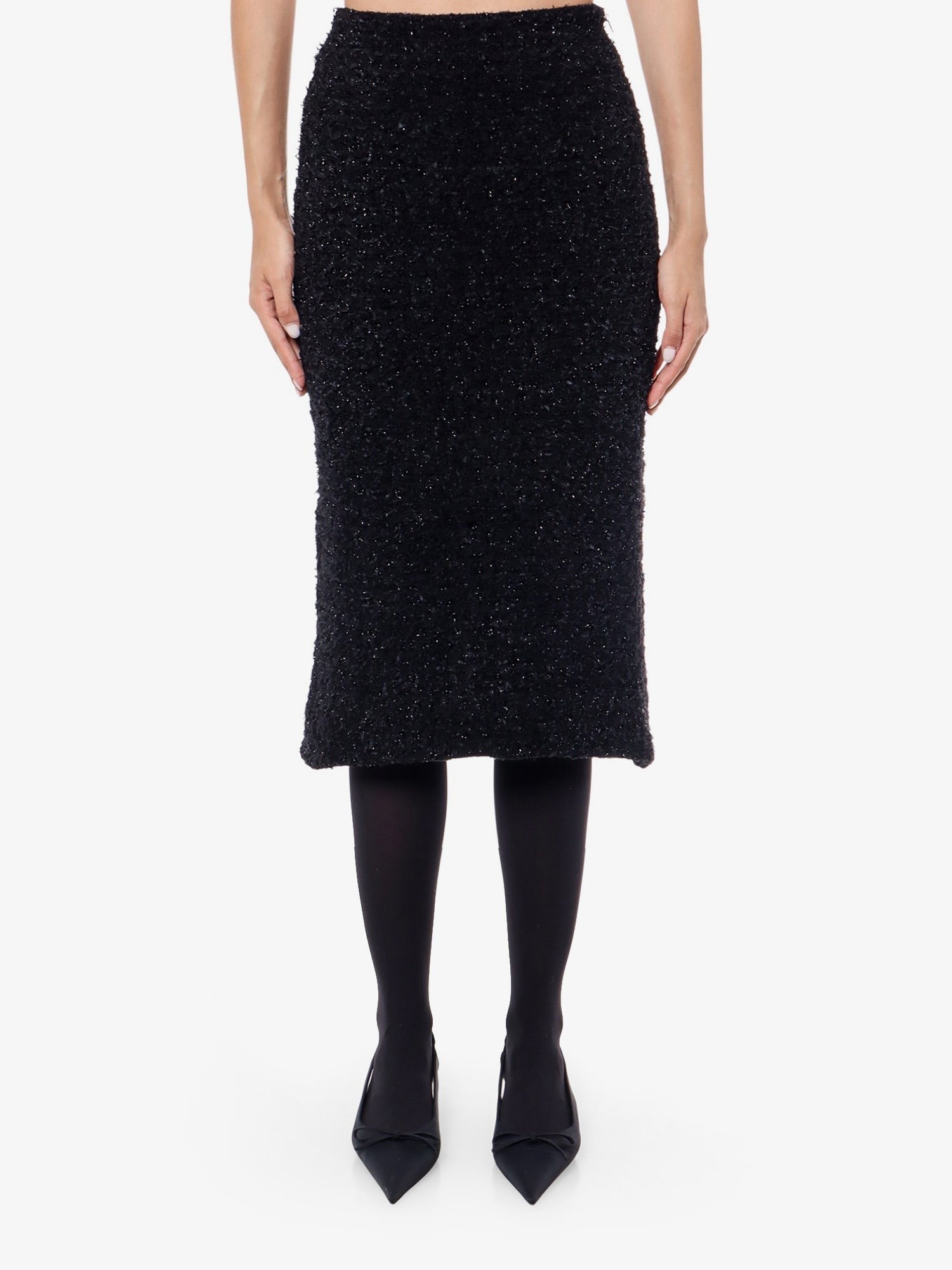 Balenciaga Medvilninis tvido megztas midi sijonas