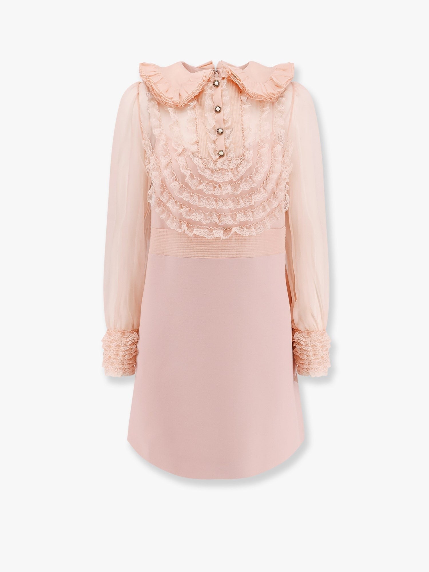 Valentino Couture-Crêpe-Kleid mit Spitzenprofilen