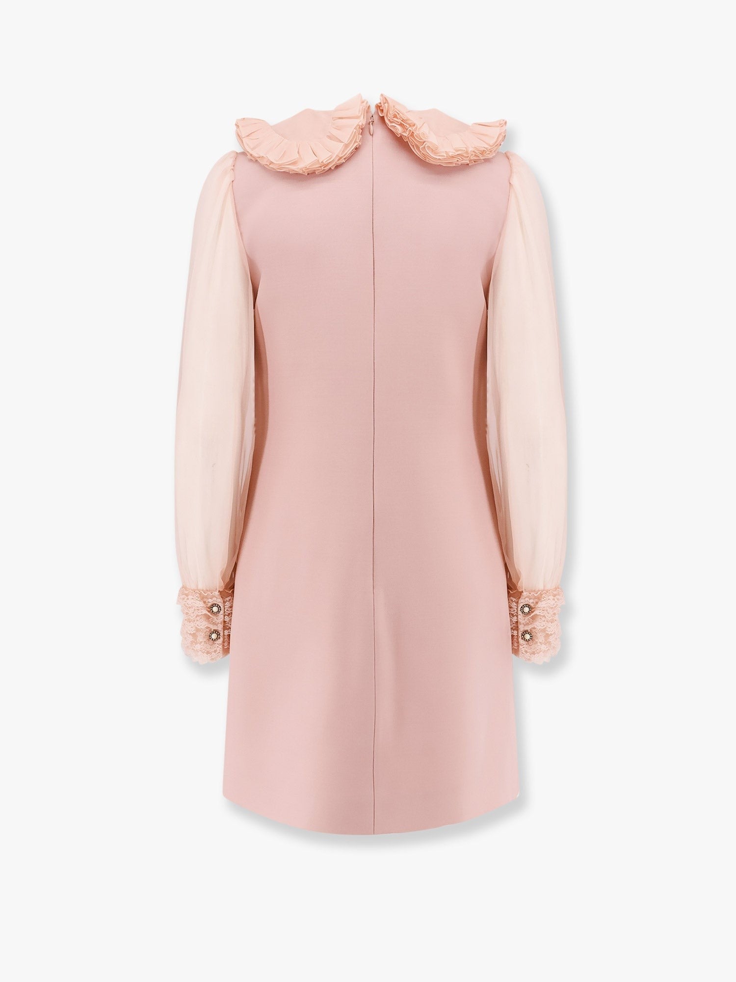 Valentino Couture-Crêpe-Kleid mit Spitzenprofilen