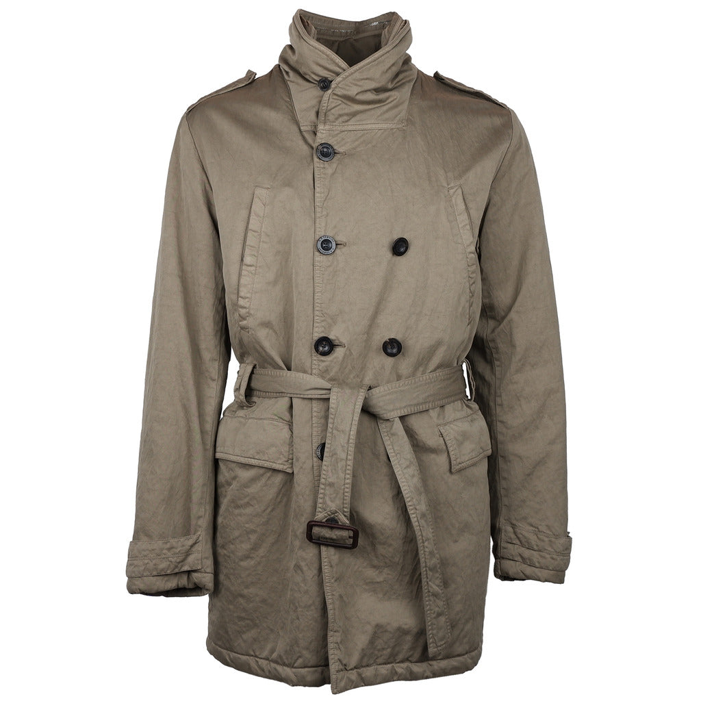 CP Company cotton double-breasted army jacket with waist belt, front view