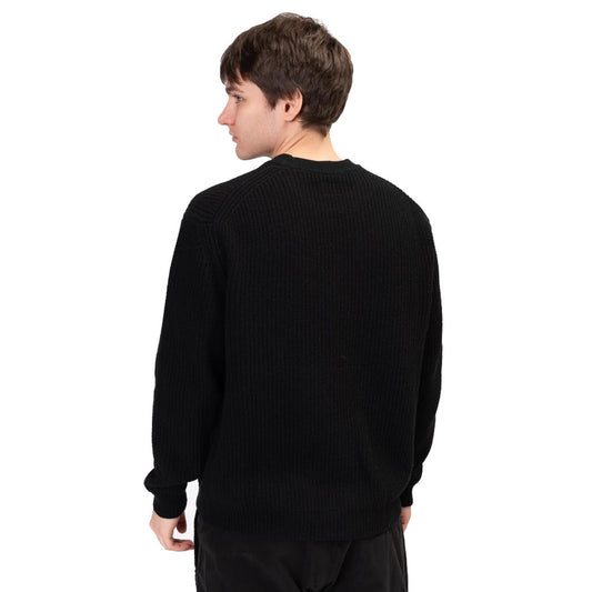 Back view of the CP Company black wool crew-neck regular fit sweater.
