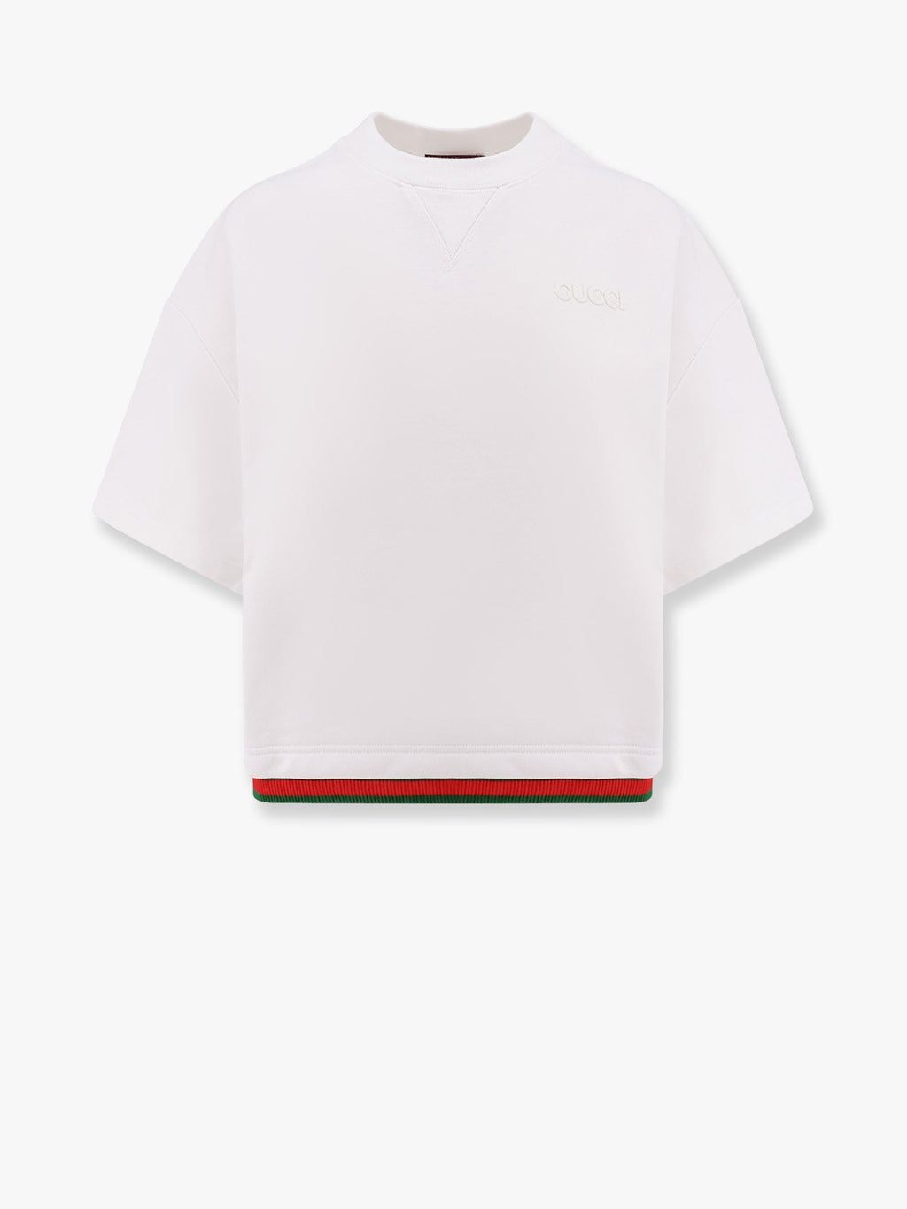 Gucci Crop cotton sweatshirt with web profiles