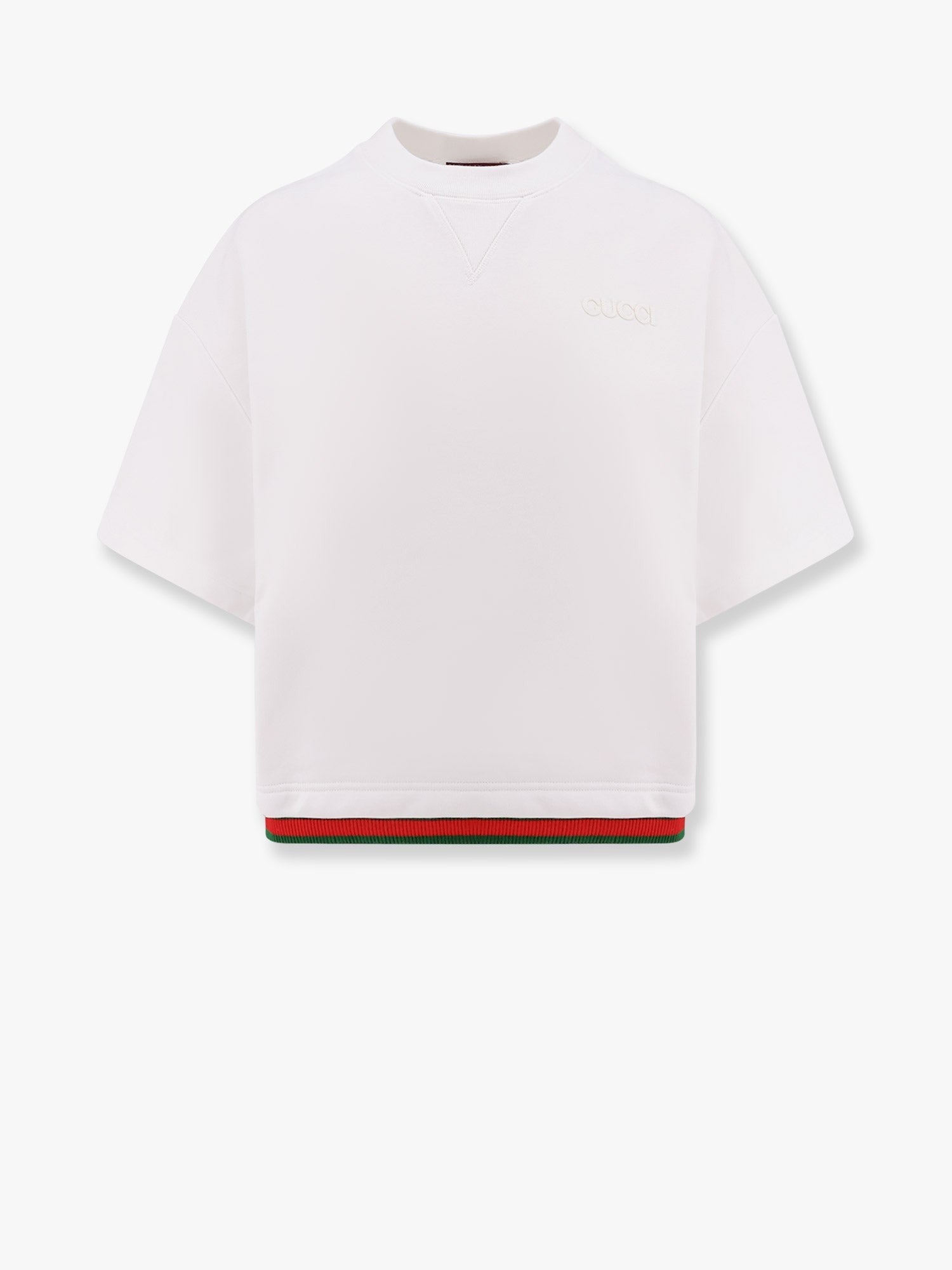 Gucci Crop cotton sweatshirt with web profiles