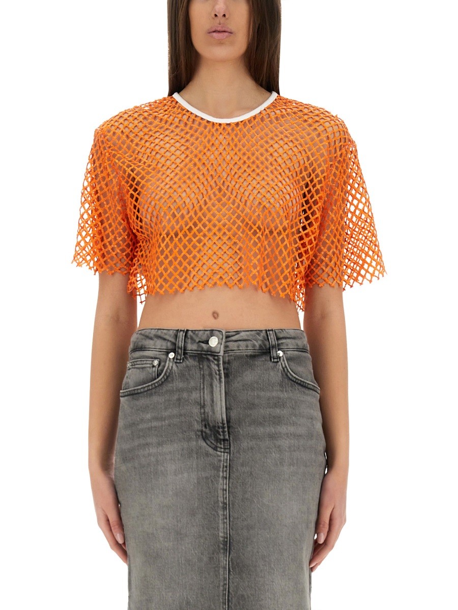 Moschino Jeans クロップドメッシュトップ