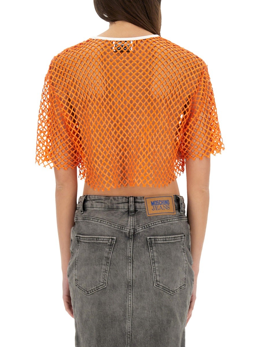 Moschino Jeans クロップドメッシュトップ