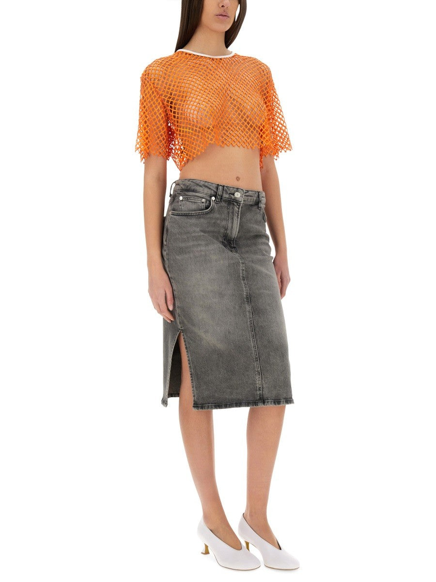 Moschino Jeans クロップドメッシュトップ