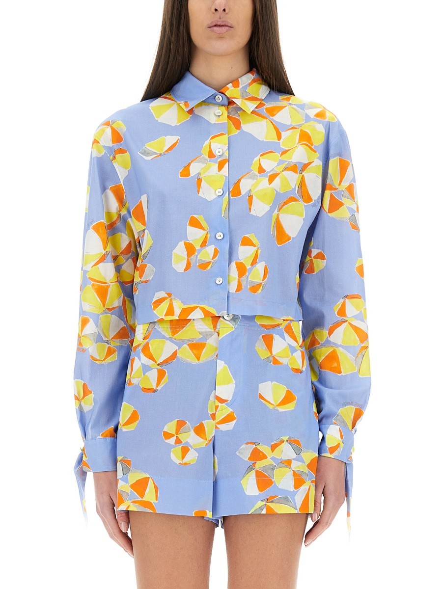 Moschino Jeans CROPPED SHIRT "BEACH UMBRELLAS"