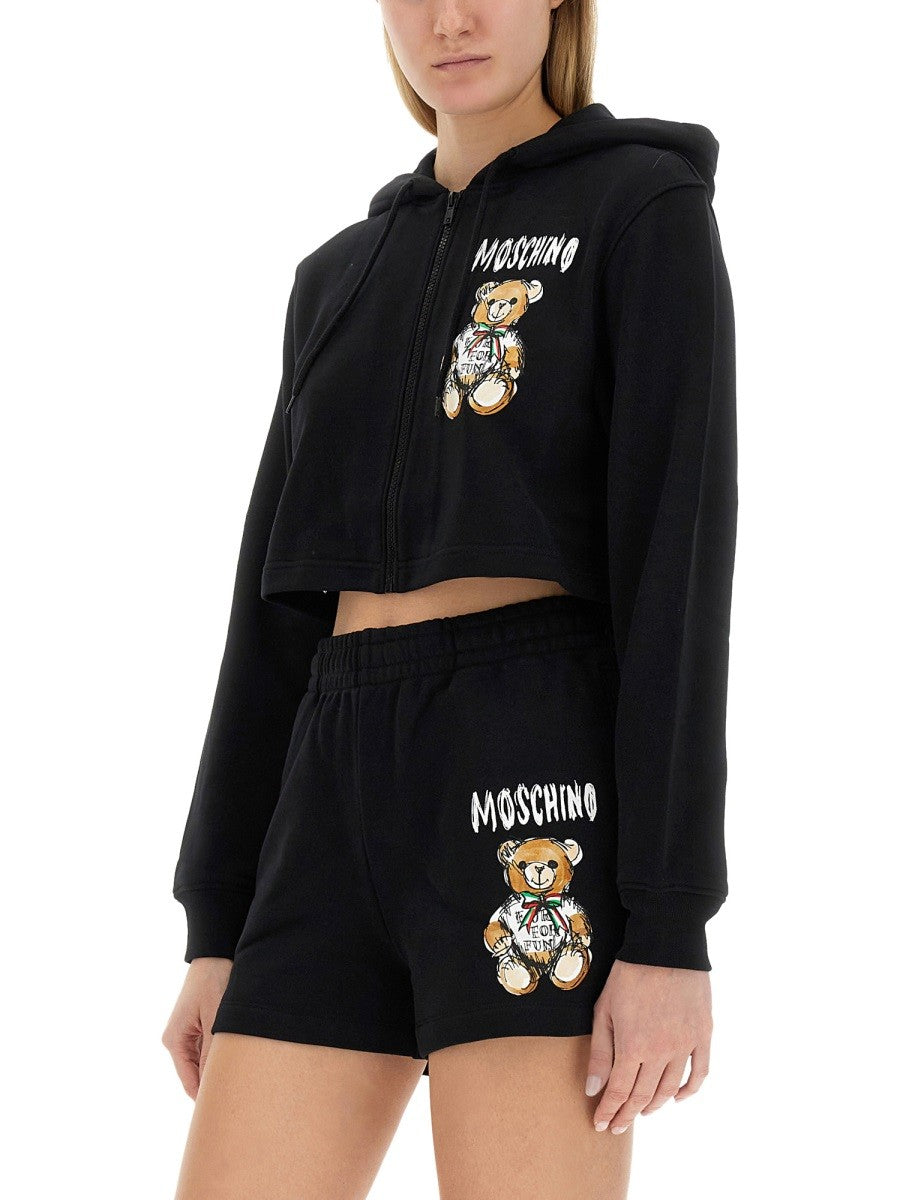 Moschino CROPPED SWEATSHIRT WITH TEDDY BEAR LOGO