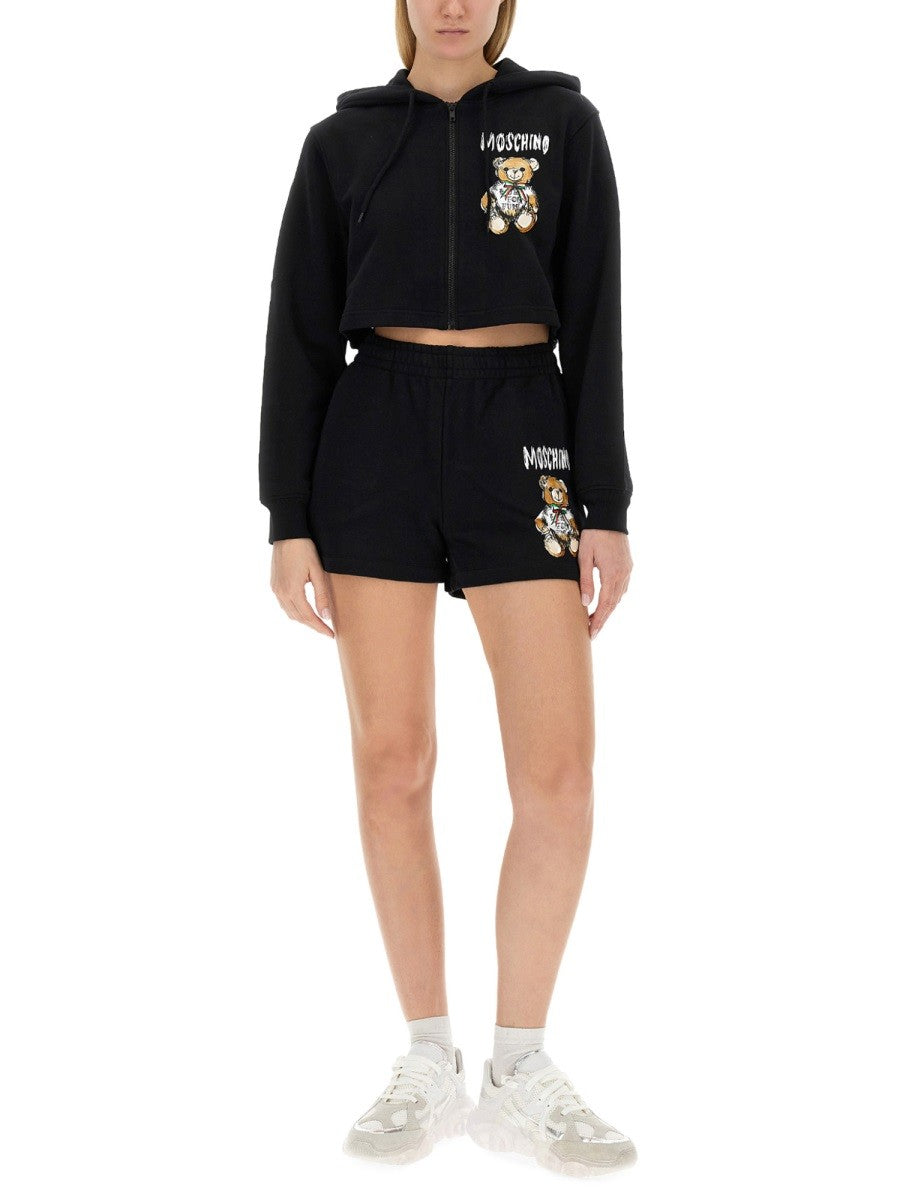 Moschino CROPPED SWEATSHIRT WITH TEDDY BEAR LOGO