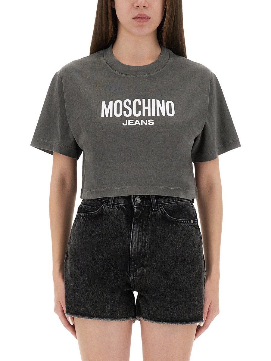 Moschino Jeans CROPPED T-SHIRT MIT LOGO