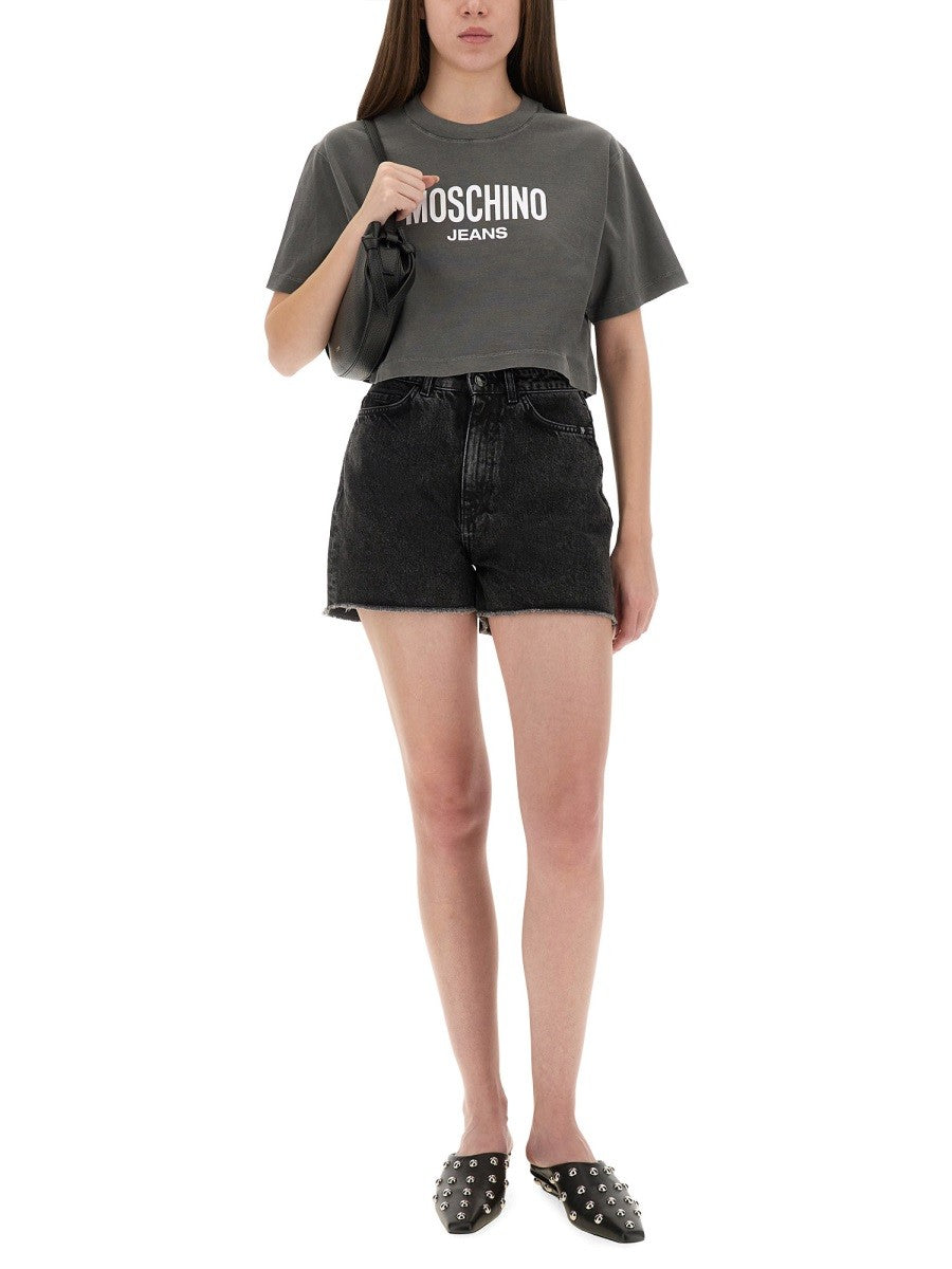 Moschino Jeans CROPPED T-SHIRT MIT LOGO