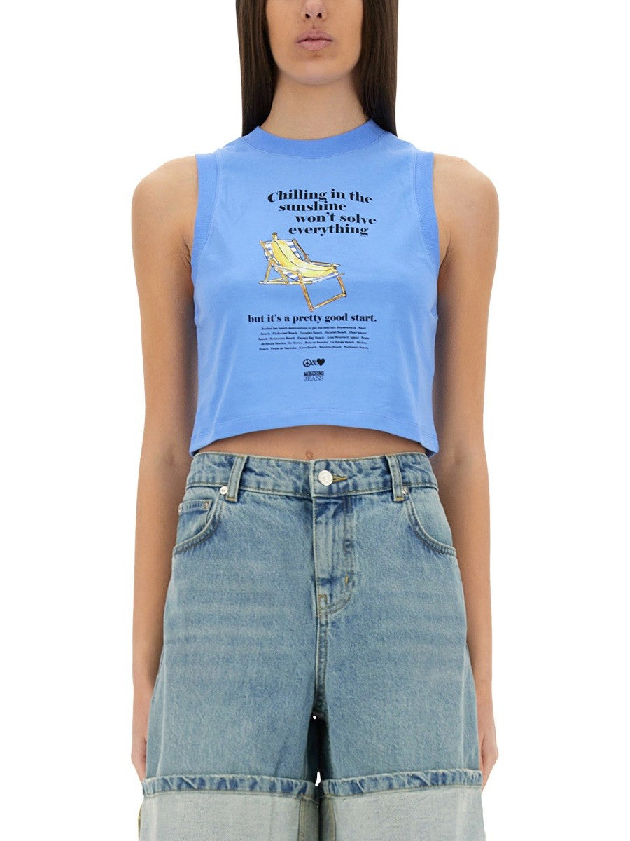 Moschino Jeans CROPPED TOP WITH PRINT