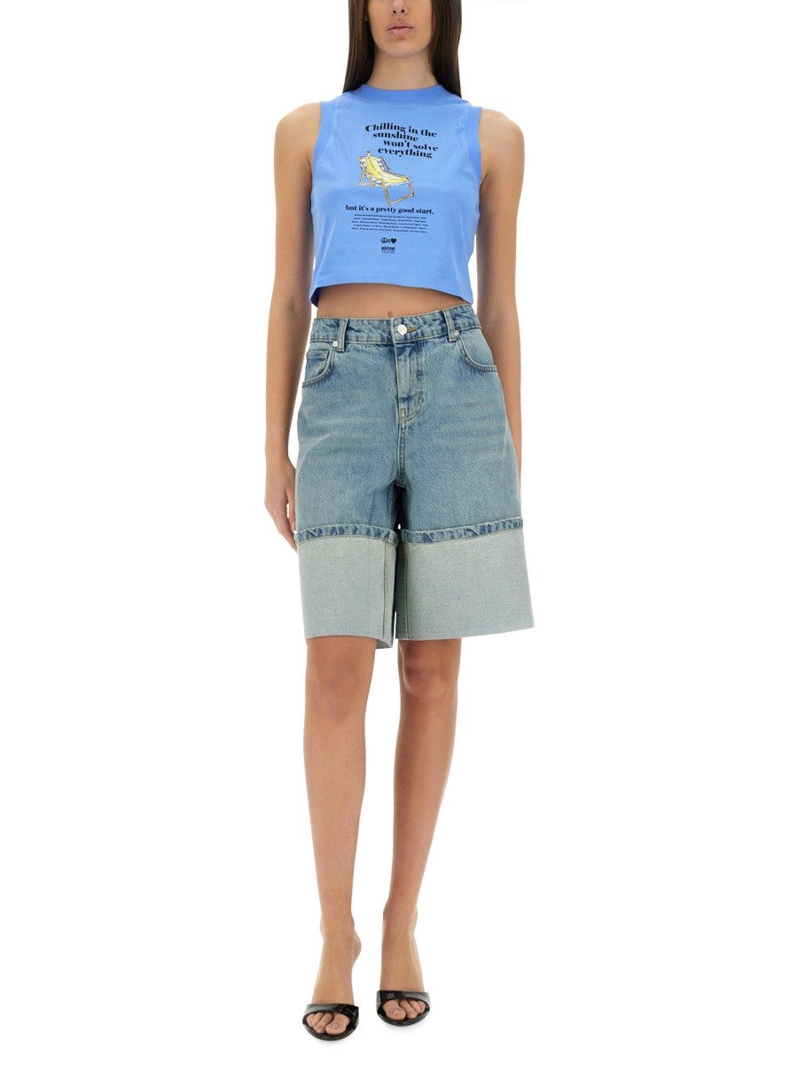 Moschino Jeans CROPPED TOP WITH PRINT