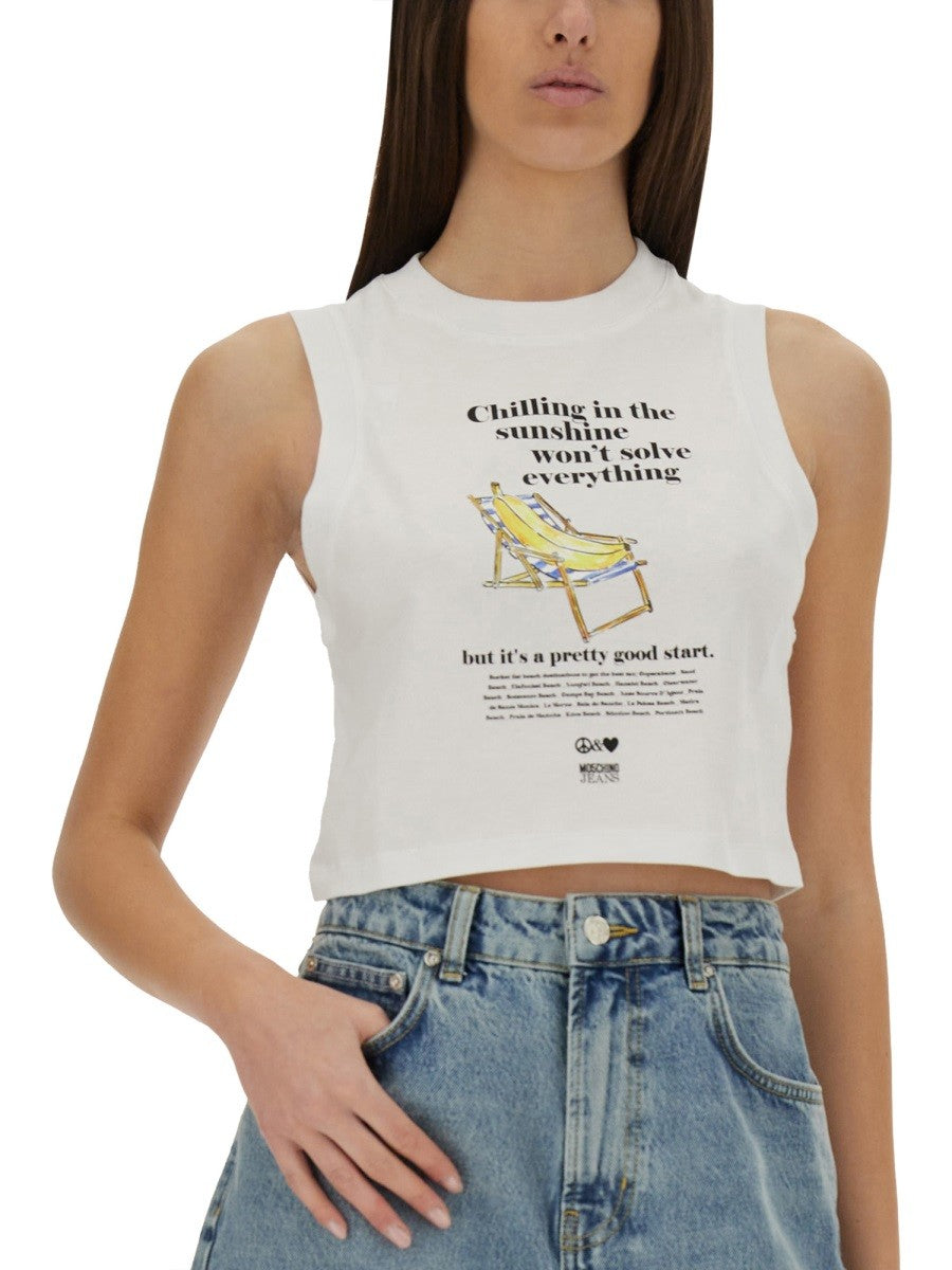 Moschino Jeans CROPPED TOP MIT PRINT