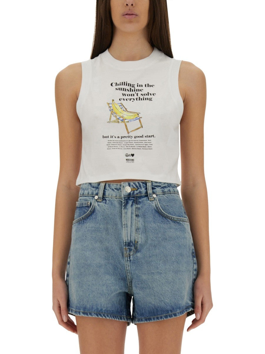 Moschino Jeans CROPPED TOP MIT PRINT