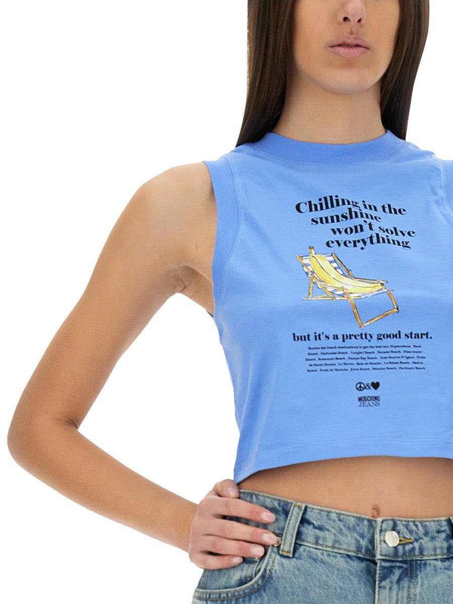 Moschino Jeans CROPPED TOP WITH PRINT