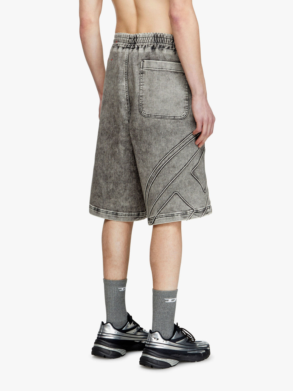 Diesel D-enny-s track délavé grey denim bermuda shorts