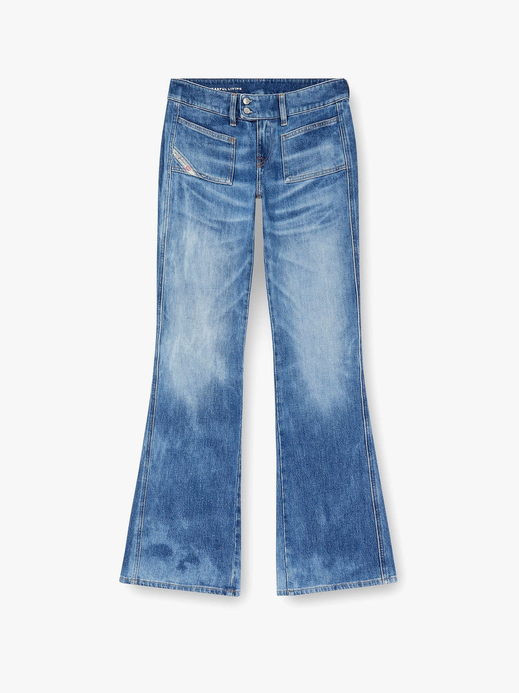 Diesel D-hush rozevláté džíny z částečně organické bavlny se zadní nášivkou loga