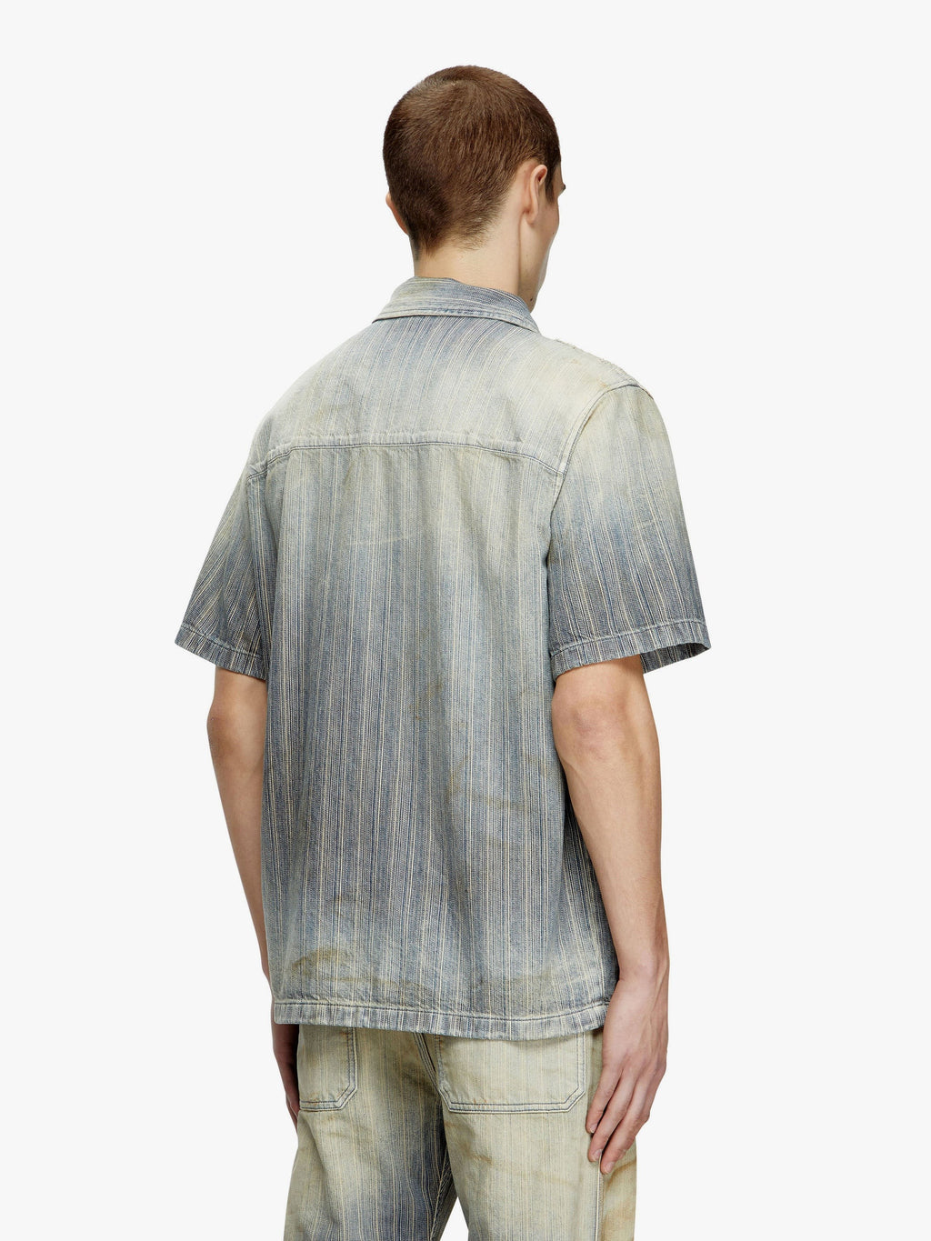 Diesel D-nabil-d pruhovaná džínová košile s efektem obnošení