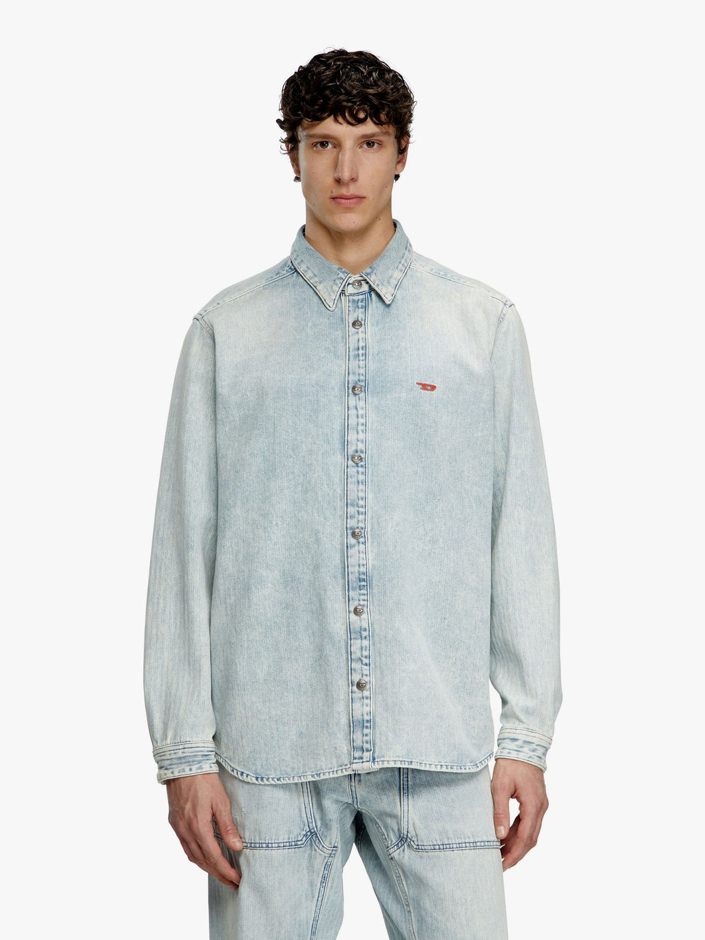 Diesel D-simply džínová košile s vyšívaným logem