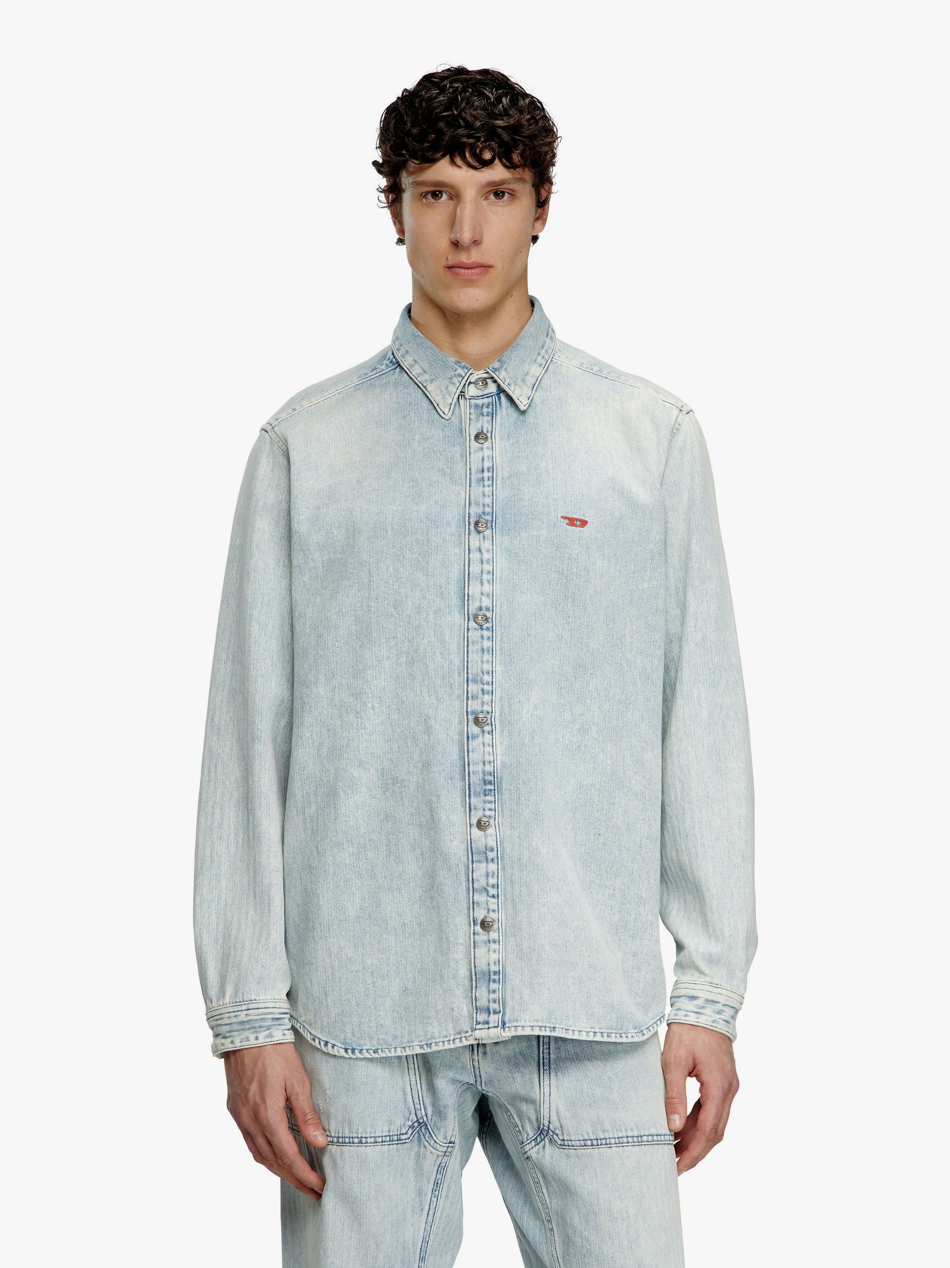 Diesel D-simply džínová košile s vyšívaným logem