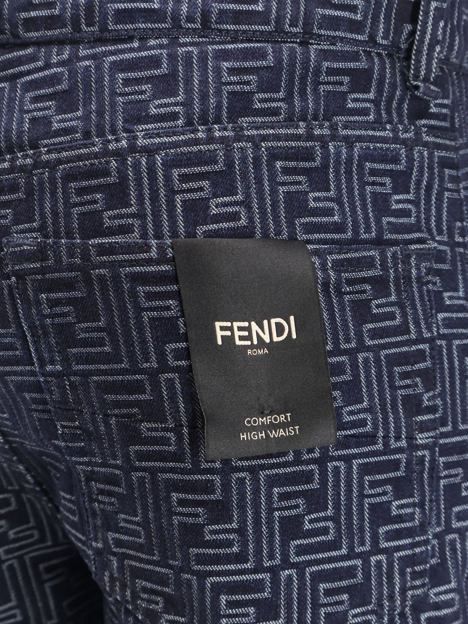 Fendi džínové bermudy s celoplošným logem FF