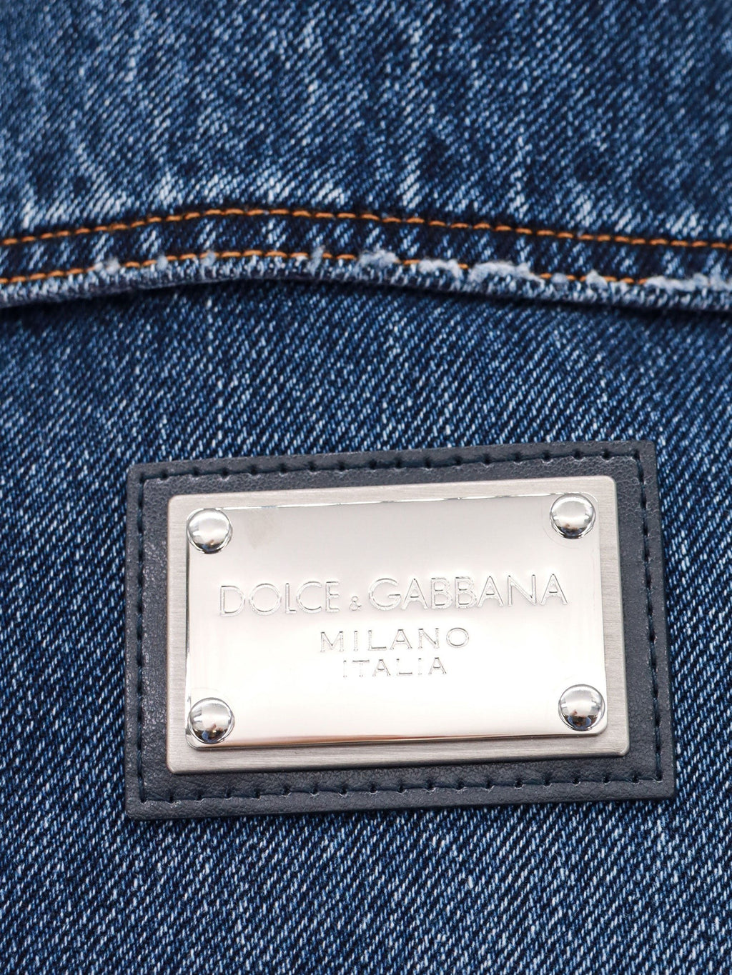 Dolce & Gabbana Džínová bunda s logovaným štítkem
