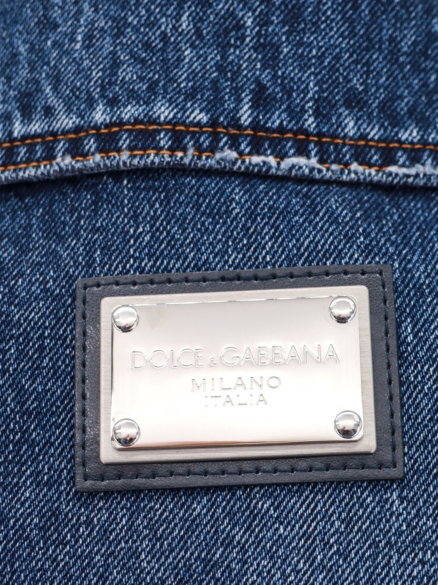 Dolce & Gabbana Džínová bunda s logovaným štítkem