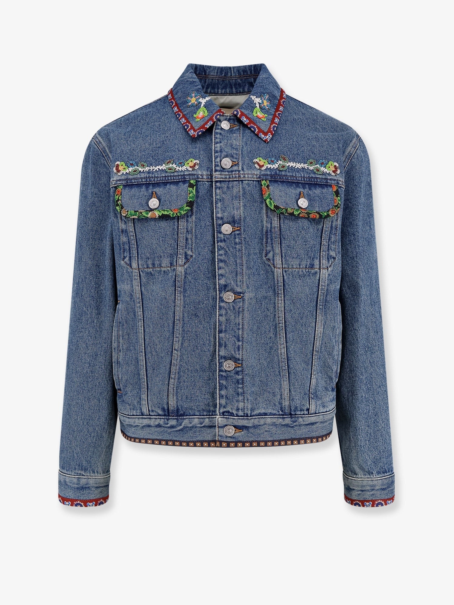 Valentino Jeansjacke mit mehrfarbiger Stickerei