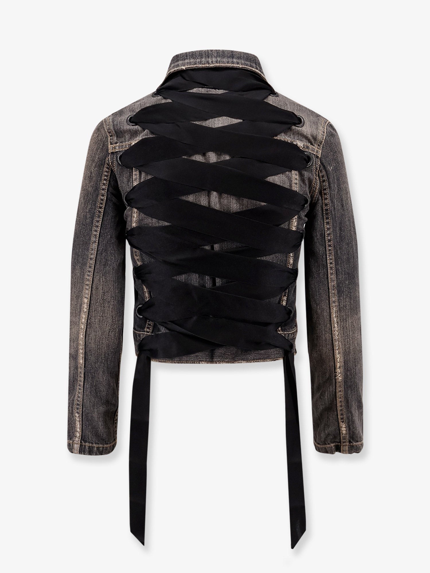 Balenciaga Jeansjacke mit Satinbändern