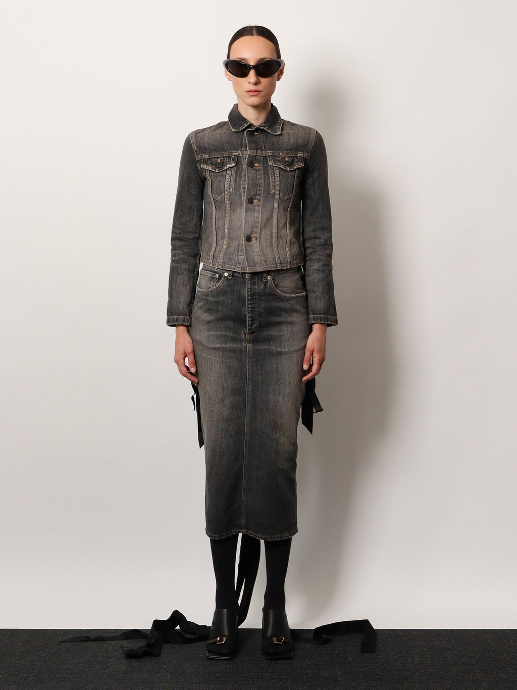 Balenciaga Giacca di jeans con lacci in raso