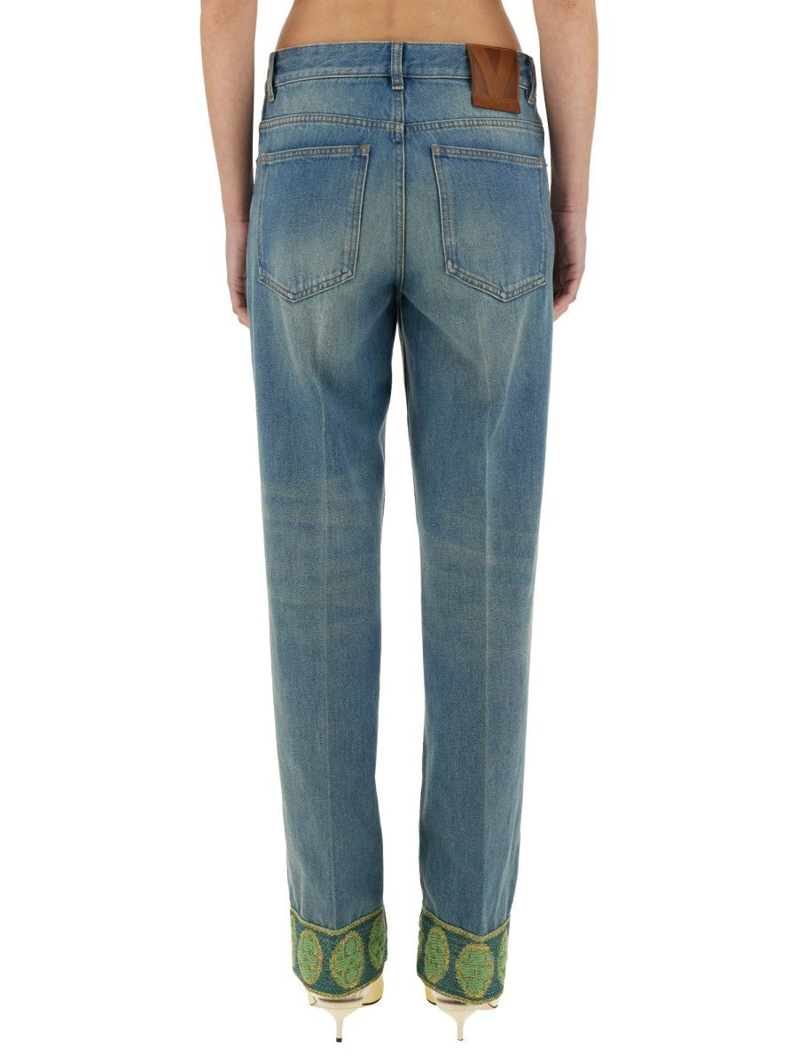 Valentino DENIM PANTS WITH JACQUARD EDGES