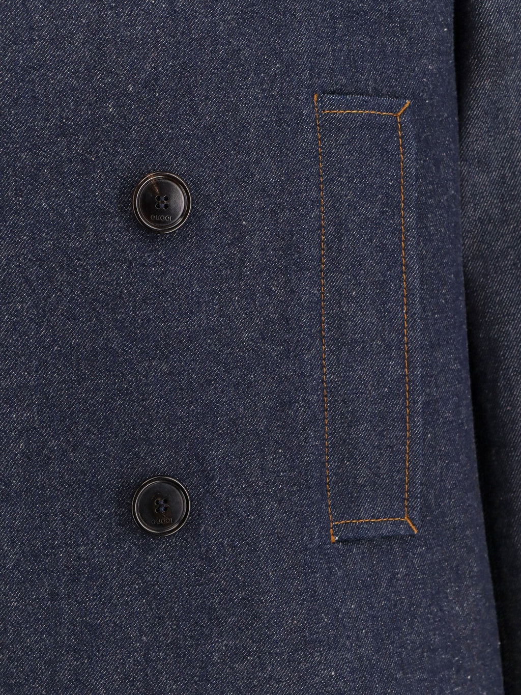 Caban en jean Gucci avec surpiqûres contrastantes