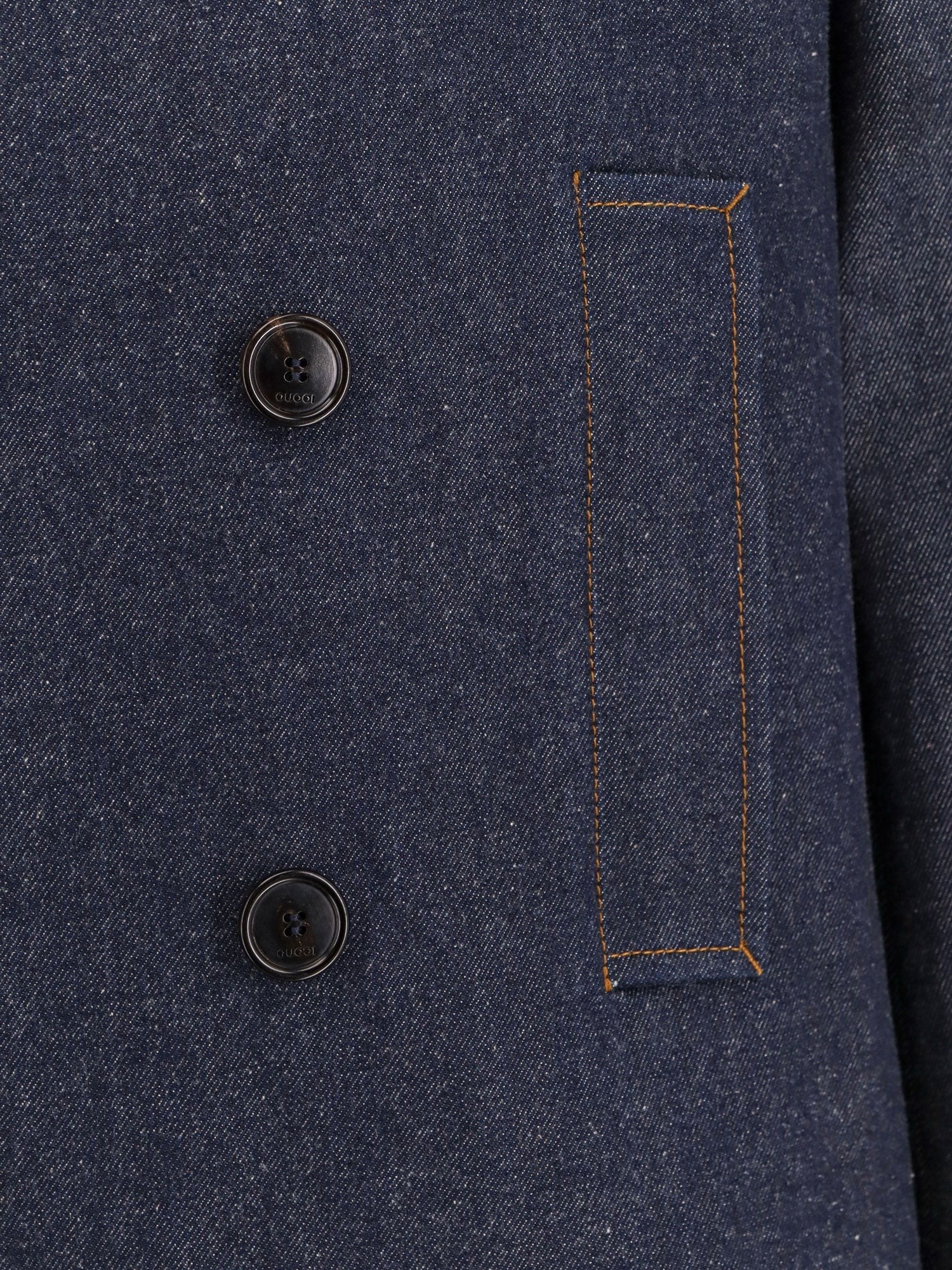 Caban en jean Gucci avec surpiqûres contrastantes