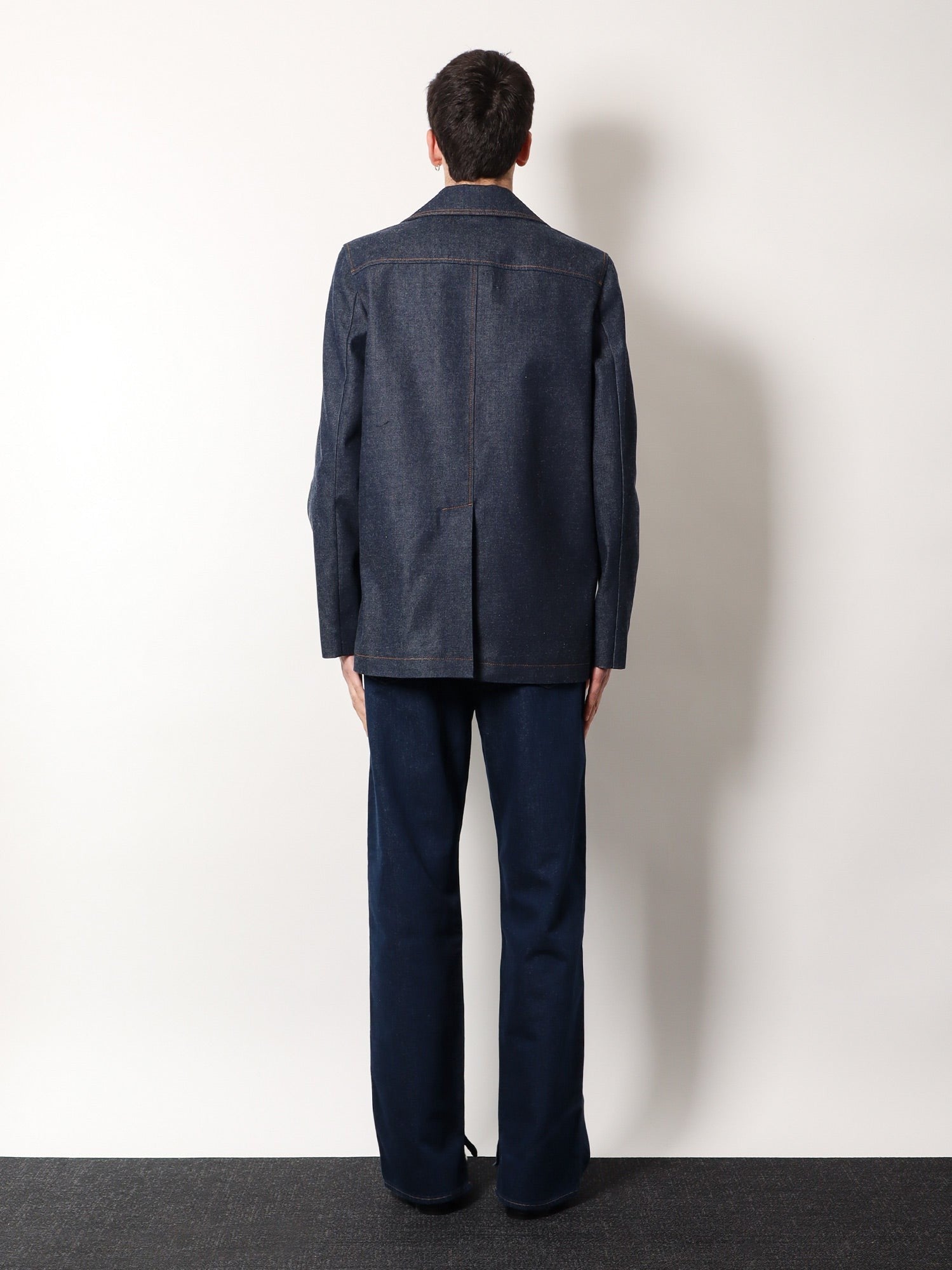 Caban en jean Gucci avec surpiqûres contrastantes