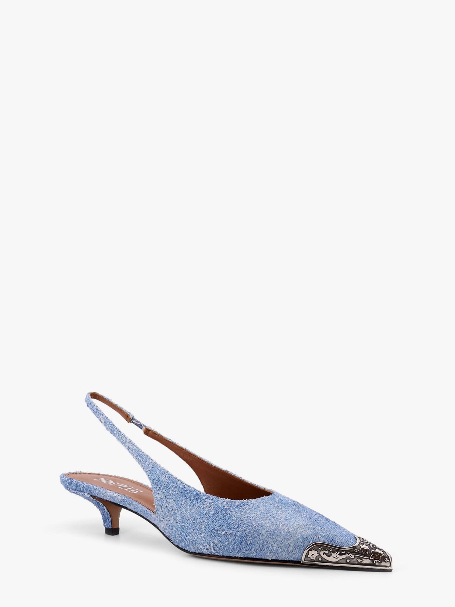 Paris Texas Denim slingback with metal toe