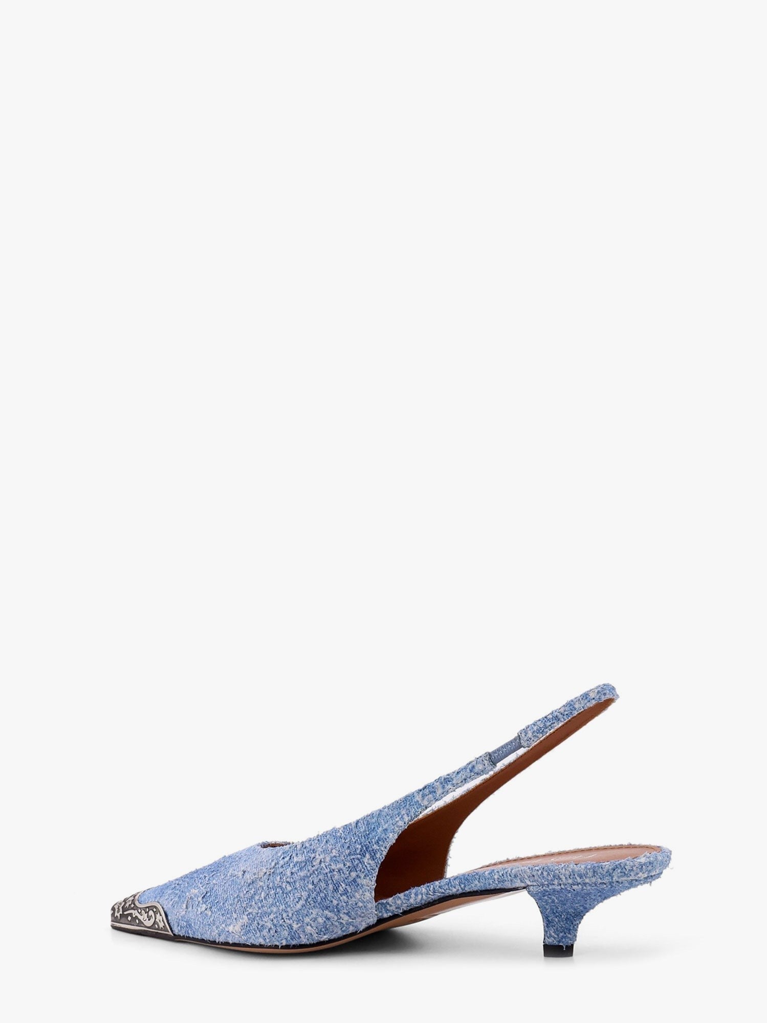 Paris Texas Denim slingback with metal toe